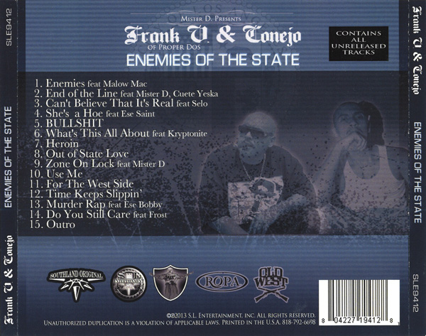 Frank V & Conejo - Enemies Of The State Chicano Rap